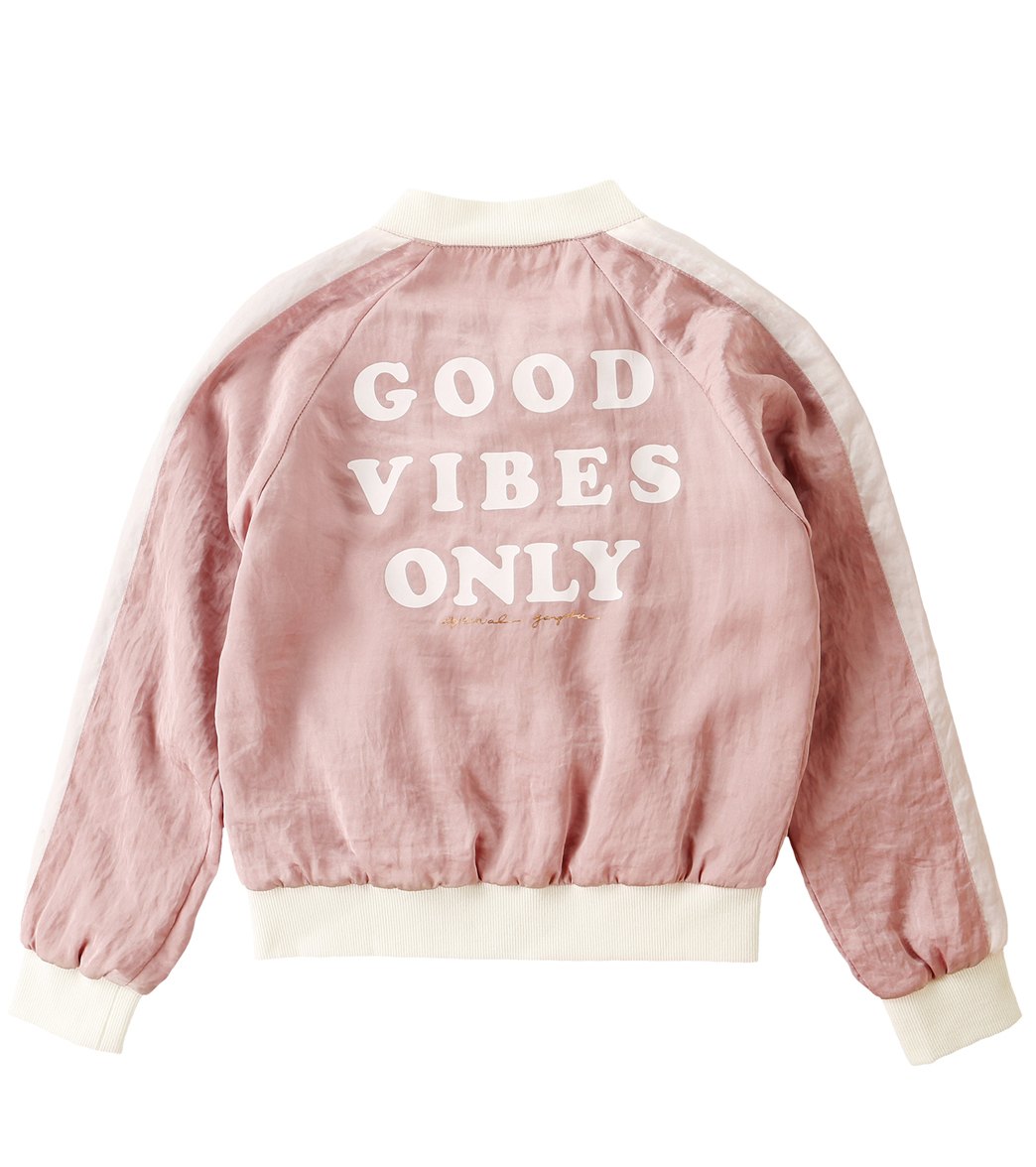 Spiritual Gangster Toddler Girls Good Vibes Only Satin Jacket - 8