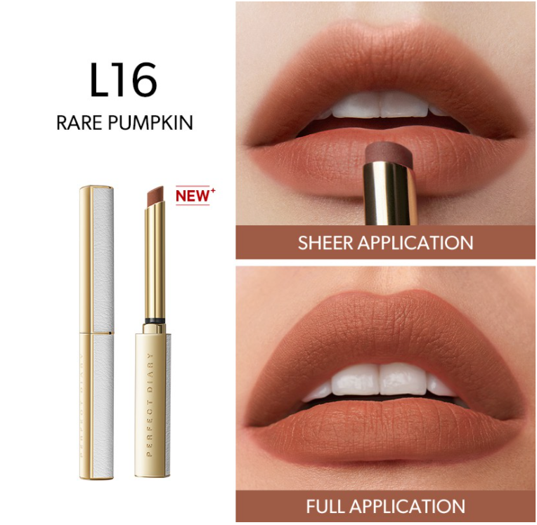 Perfect Diary Rouge Intense Velvet Slim Lipstick L16 Rare Pumpkin