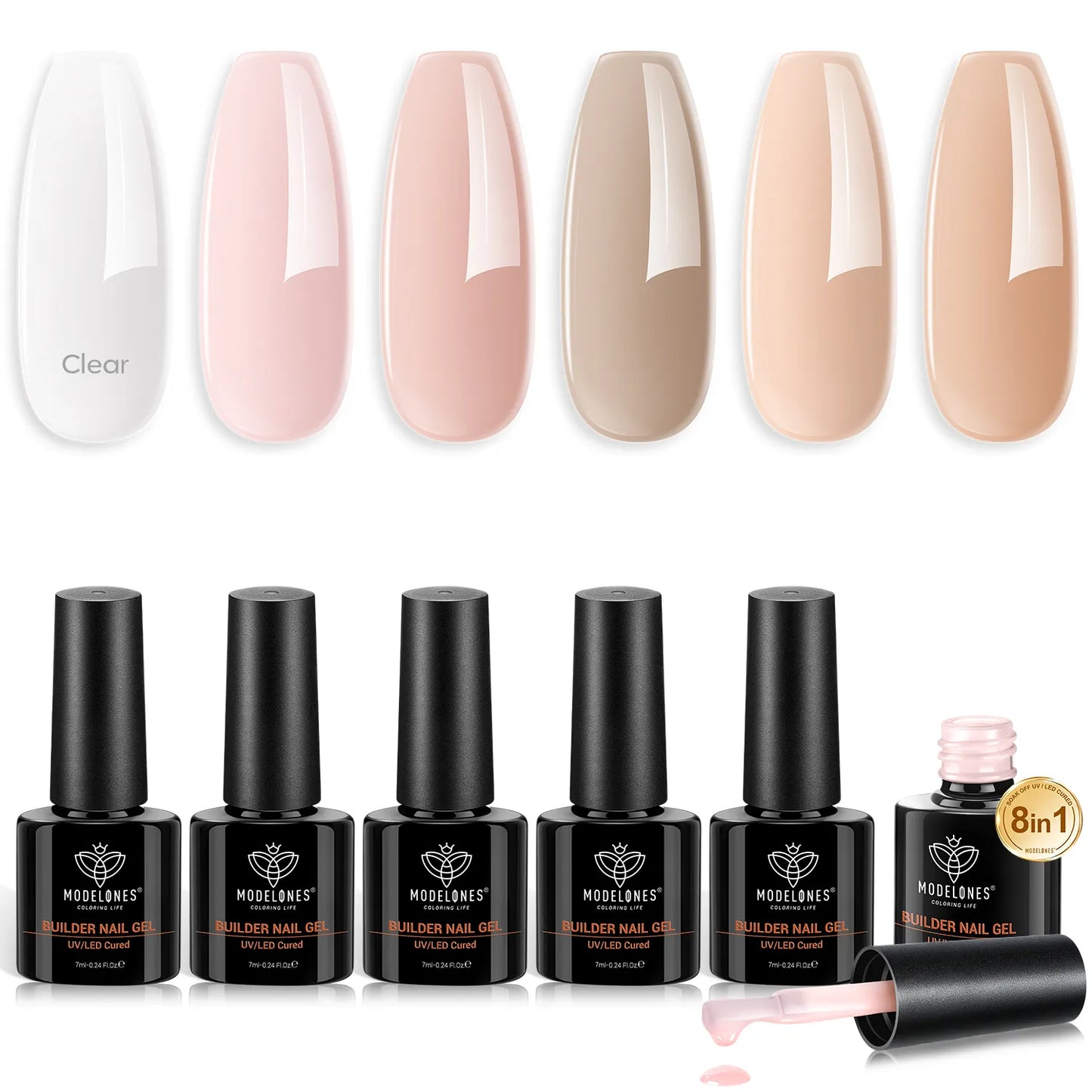 Nude Brown - 8-in-1 Builder Nail Gel 6 Colors Set 7ml【US/EU/CA/AU ONLY】