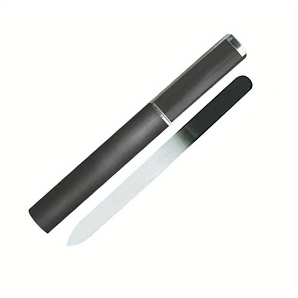 Professional Crystal Glass Nail File with Case - Double-Sided Etched Fingernail File for Women - Perfect for Nail and Foot Care