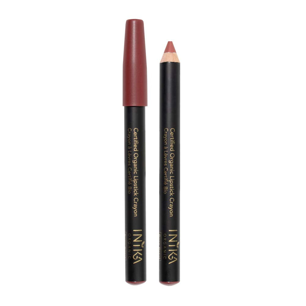 INIKA Organic Long Lasting Lip Crayon with Vegan Lipstick and Organic Lip Liner, Hypoallergenic, Cruelty-Free, Matte Finish, Enriched with Vitamin E and Coconut Oil, Rose Petal, 3 g