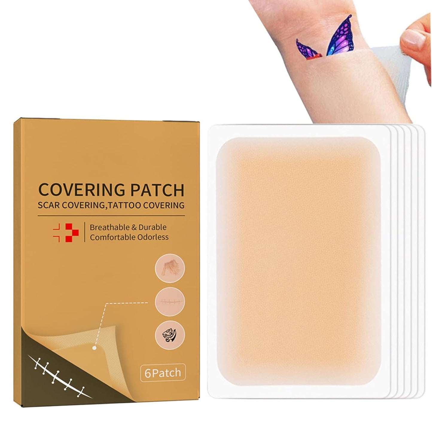 Tattoo Cover Up,Waterproof Sweatproof Ultra Thin Tattoo Cover Up Tape Breathable Natural Skin Tattoo Concealer Sticker Patch for Covering up Tattoos and Scars,Dark Spots,Birthmarks