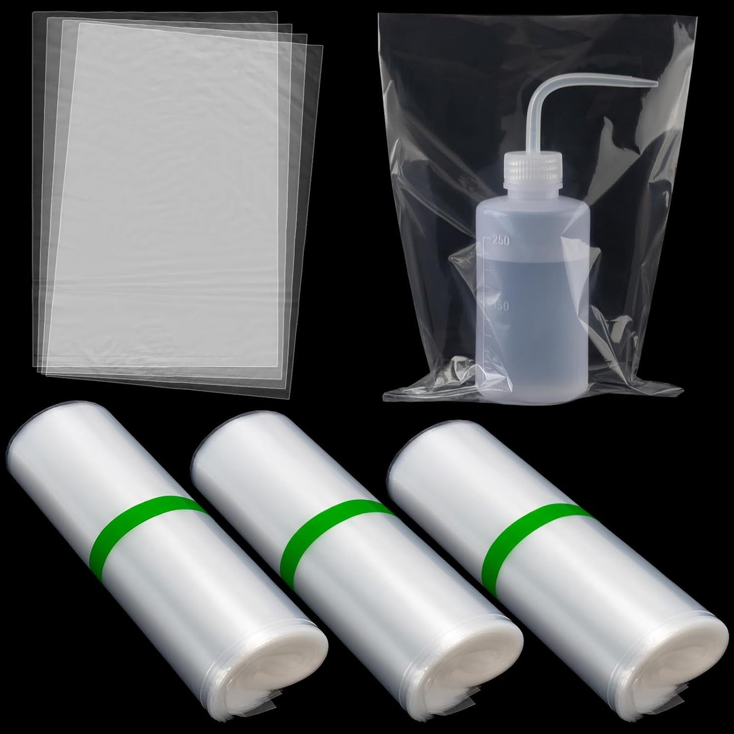 300PCS Clear Tattoo Wash Bottle Bags, Disposable Tattoo Bottle Wash Covers Squeeze Bottle Sleeves Cleaning Bags for Tattoo Kits, Transparent Single Use Plastic Bag for Protecting Bottle