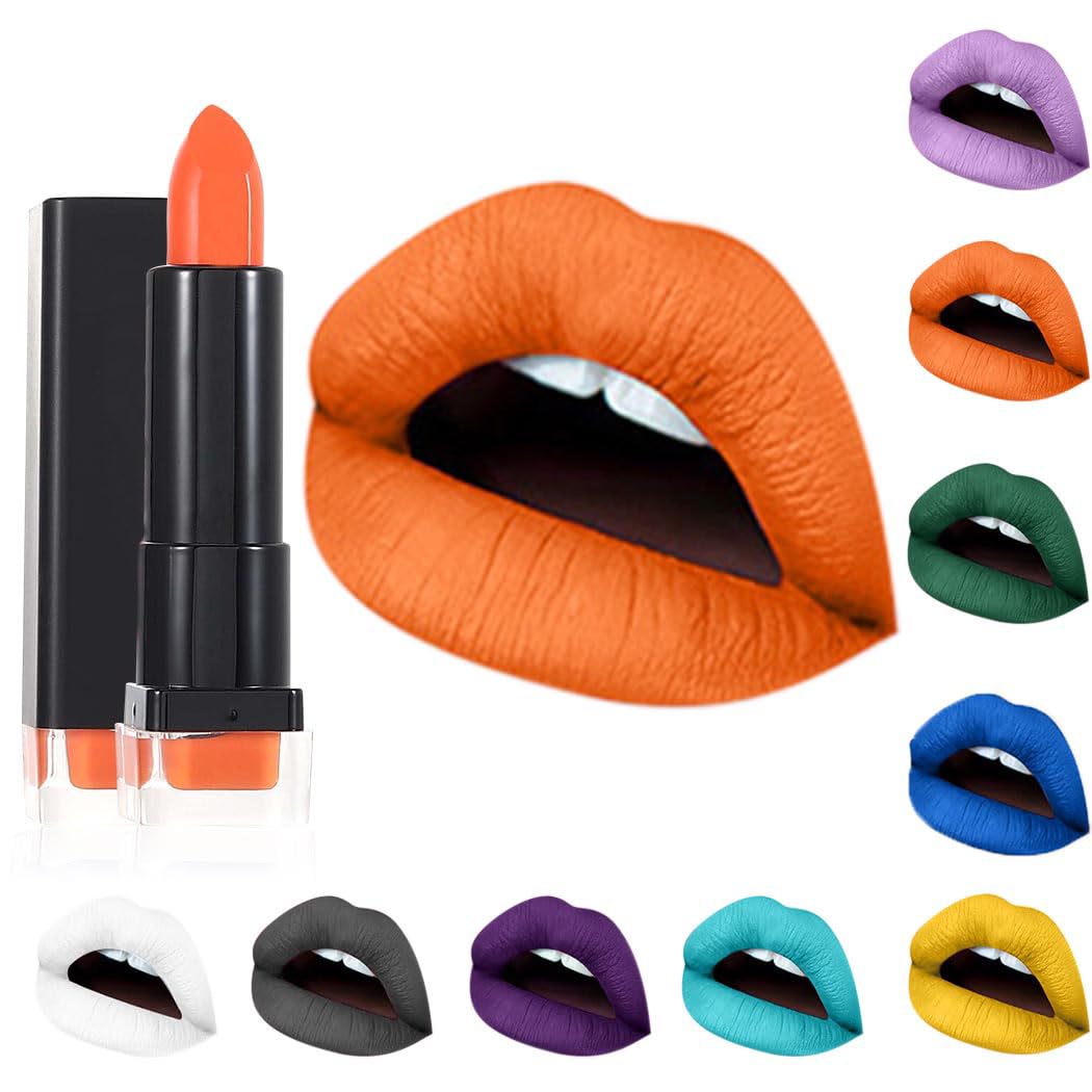 Matte Lipstick Hight Pigment Lipsticks Long Lasting Lip Stick Waterproof Lips Gloss Cream Lipgloss Makeup for Women and Girls Pack of 1 (I- Orange 14)