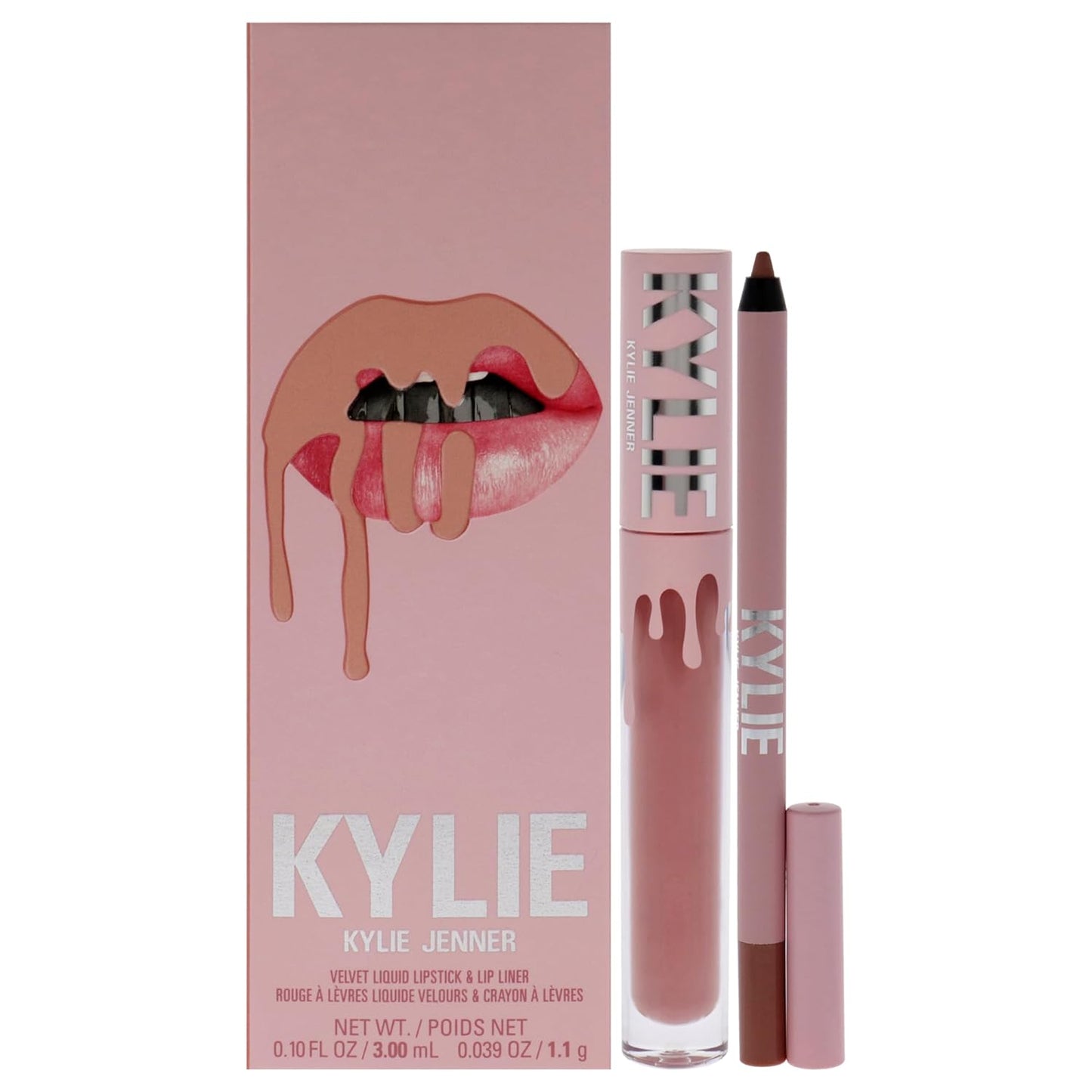 Kylie Cosmetics Velvet Lip Kit - 700 Bare for Women - 2 Pc 0.10 oz Velvet Liquid Lipstick, 0.03 oz Lip Liner