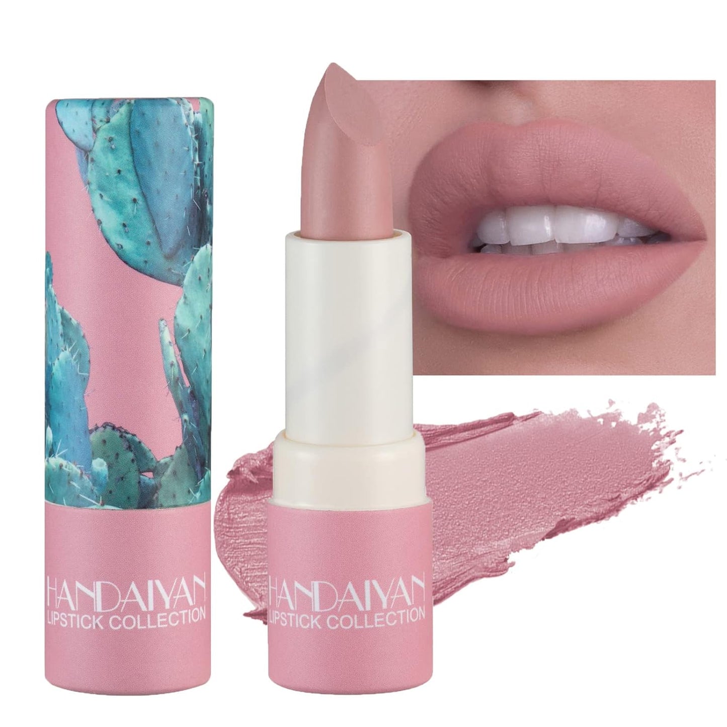 Matte Nude Lipstick,Smooth Nudes Paper Tube Lip Stain Lipsticks,Velvety Lip Gloss Non-Stick Cup Waterproof Long Lasting Lip Makeup Gifts for Women (04# Light Pink)