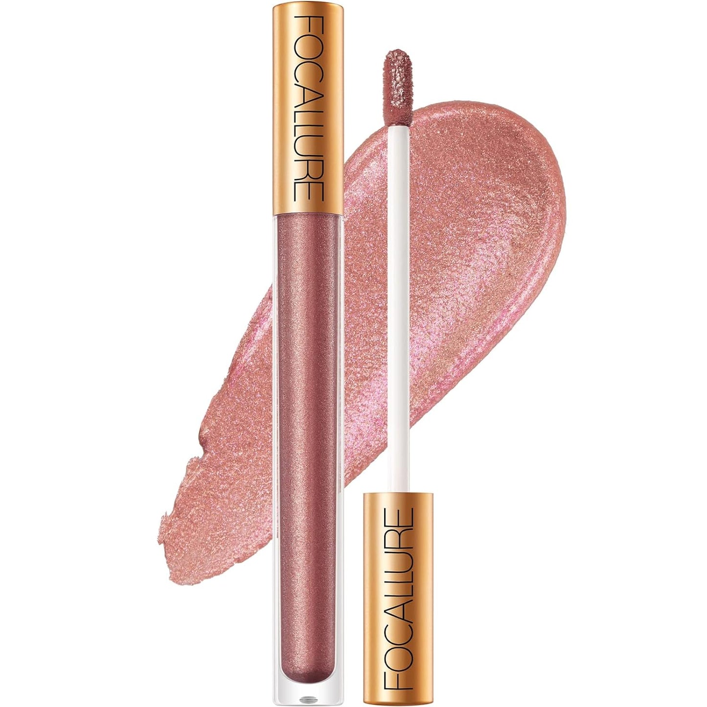 FOCALLURE Metallic Chameleon Liquid Lipstick, Glitter Lip Gloss, Shimmery Finish, Nonstick Cup Lip Makeup for Costume, Cosplay, Rave Festival, 05 GOLD