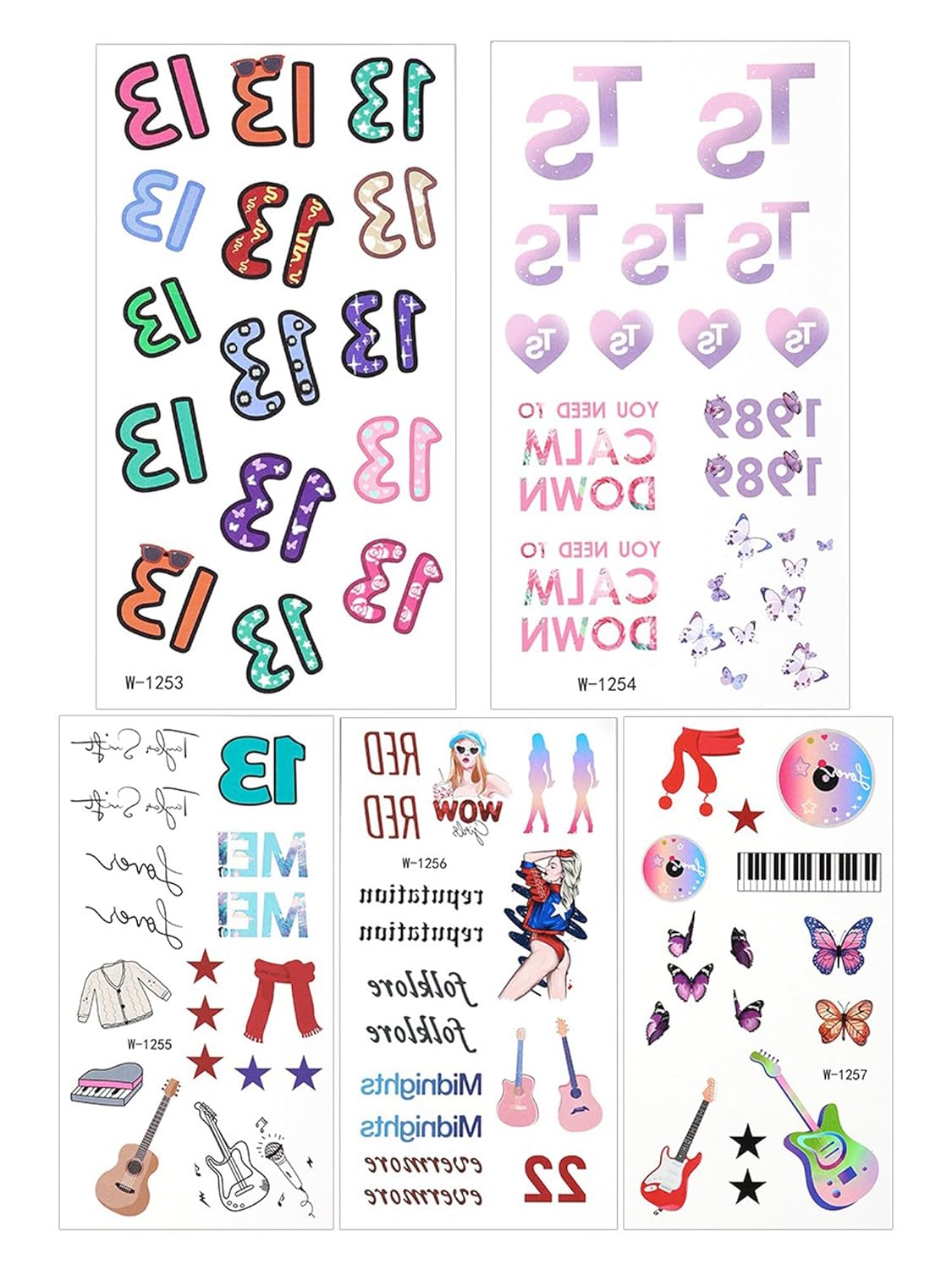 13 Temporary Tattoos 5 Sheets Waterproof TS Tattoo Stickers Hand Tattoo for Fans Gifts Birthday Party Decorations Party Favors for Party Supplies for Singer Fans Concert