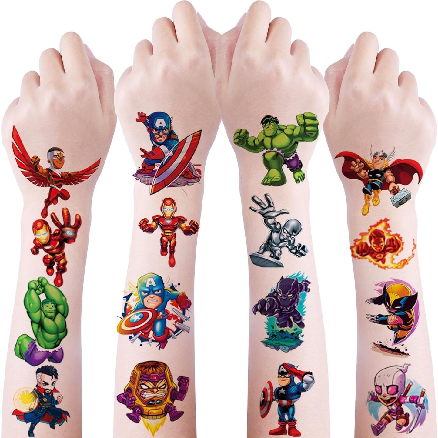 8 Sheet Superhero Temporary Tattoos for Kids, Superhero Tattoos for Kids Boys Girls Superhero Birthday Party Supplies Decorations,DIY Waterproof Tattoos Stickers