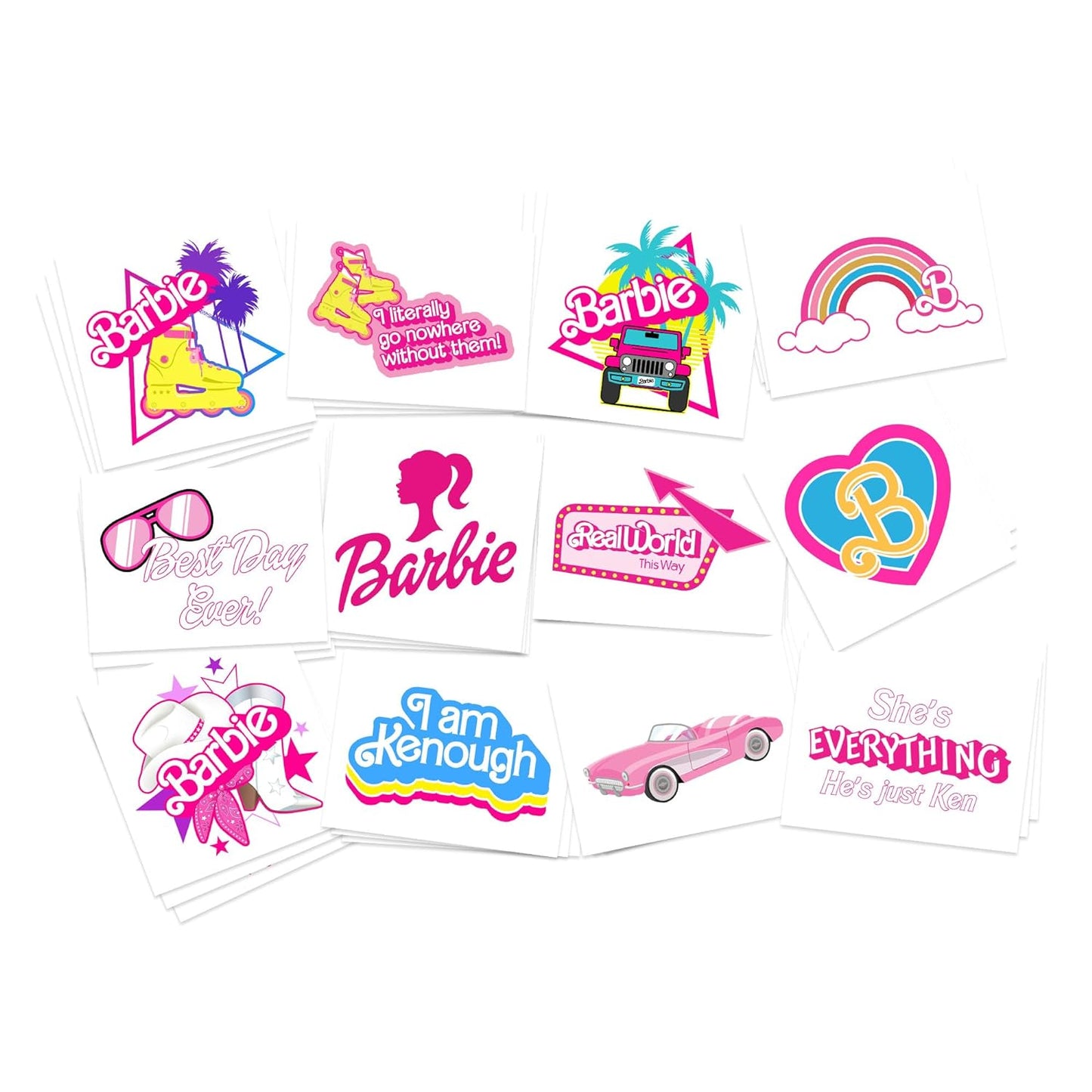 Pink Party for Barbie Fans Temporary Tattoos | 36 Pack | Kids Party Favors | Skin Safe | MADE IN THE USA | Removable