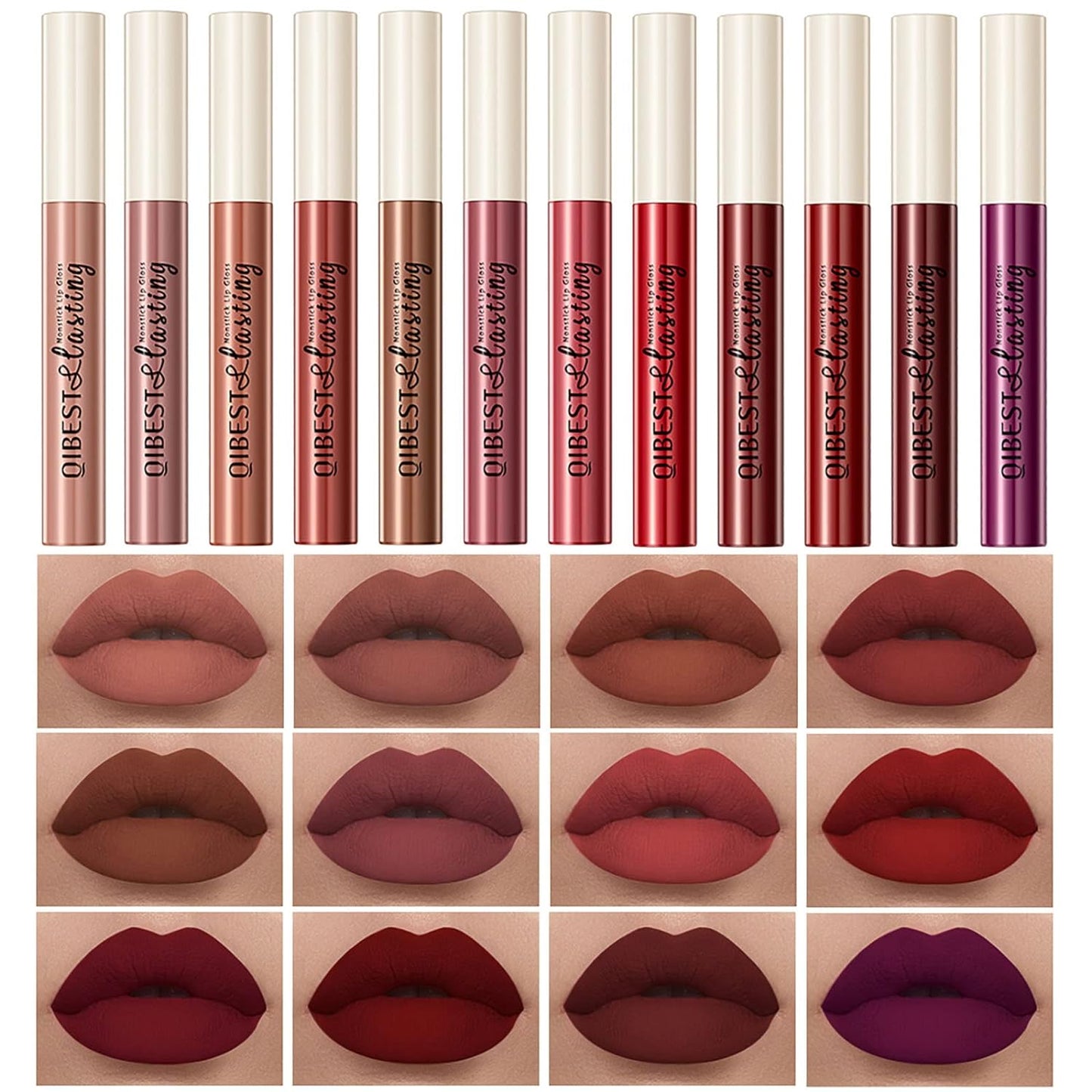 Matte Liquid Lipstick Makeup Set, Pigmented Long Lasting Lip Gloss Set, Non-Stick Cup Not Fade Professional Lip Makeup Gift Kit for Women