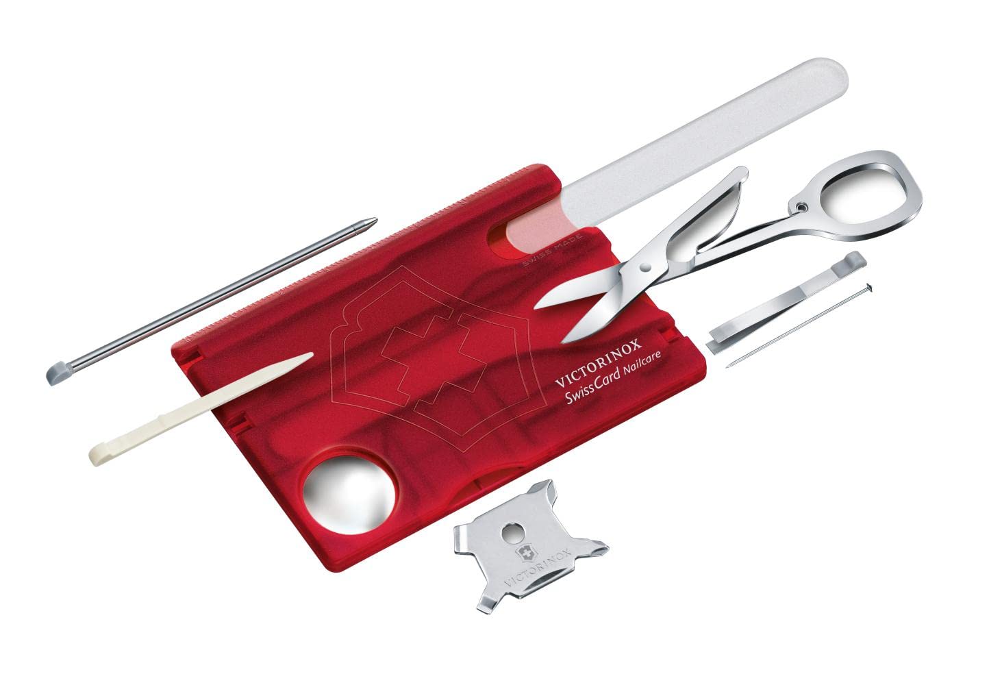 VICTORINOX Swiss Card Nail Care Tool 0.7240.T 13-function translucent red NEW