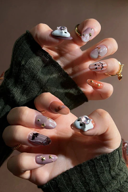 Handmade- Cute Ghost Vivi Press On Nail Set