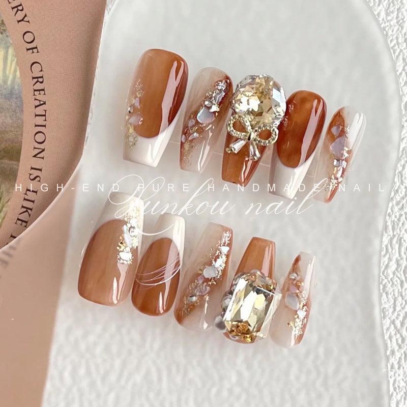 Handpainted Line Chain Diamond Gradient | False Nails | diamondgradient, handmadefalsenails, linechain, luxurynails, manicuredlook | SHOPQAQ