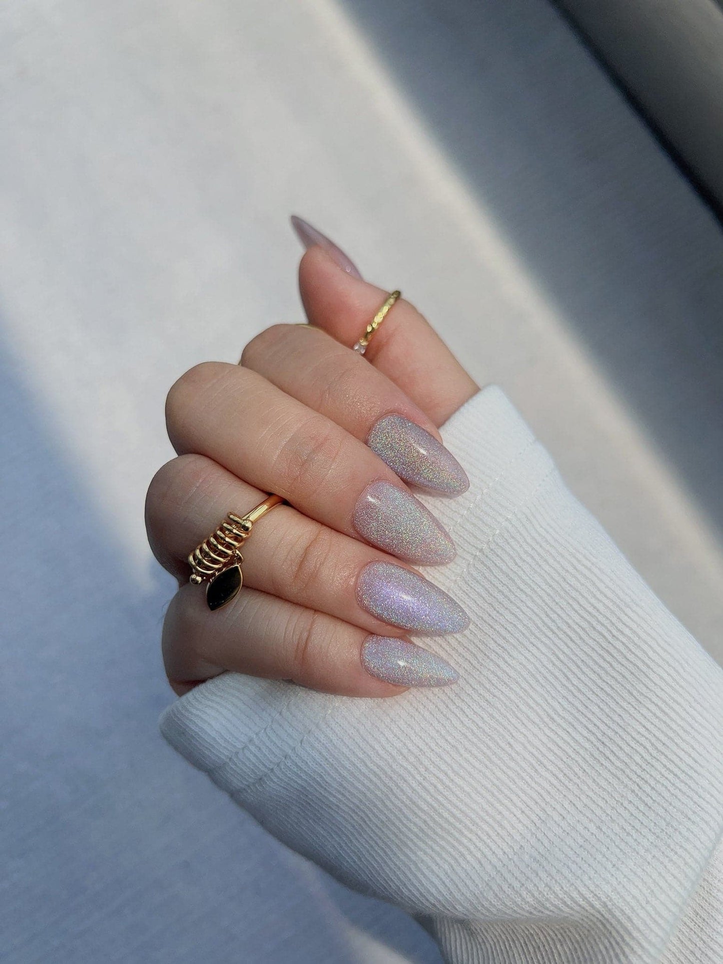 Handmade- Clean Rainbow Cat-eye Press On Nail Set