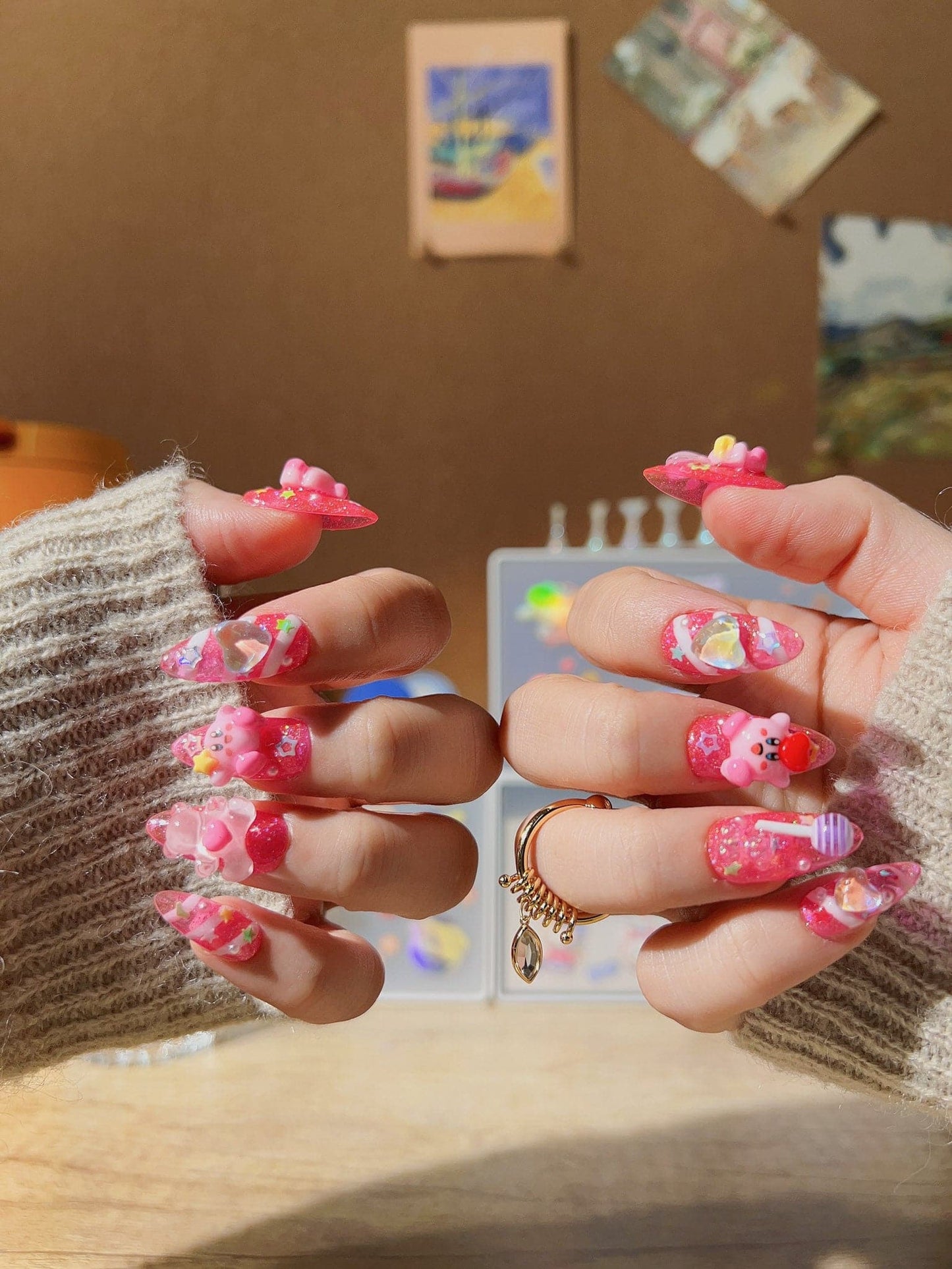 Joyee Dreamland Swirl Med Almond Press-on nails | Ready to ship