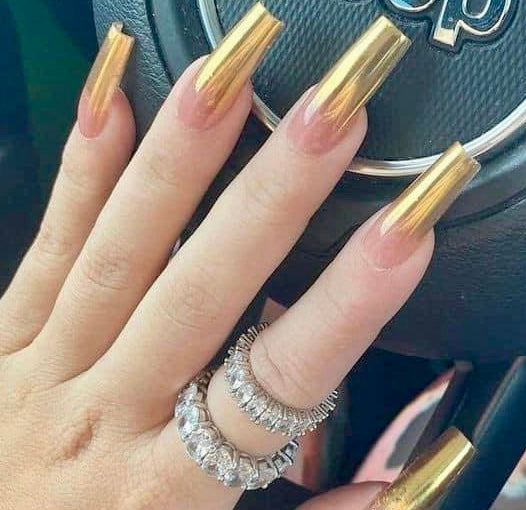 Pink Nude Gold Chrome Ombré Press On Nails