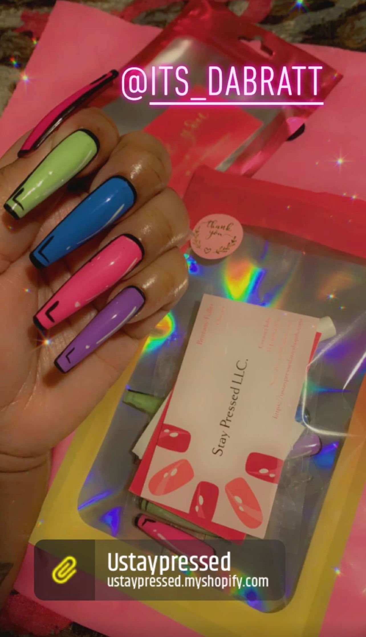 Rainbow Pop Art Nails