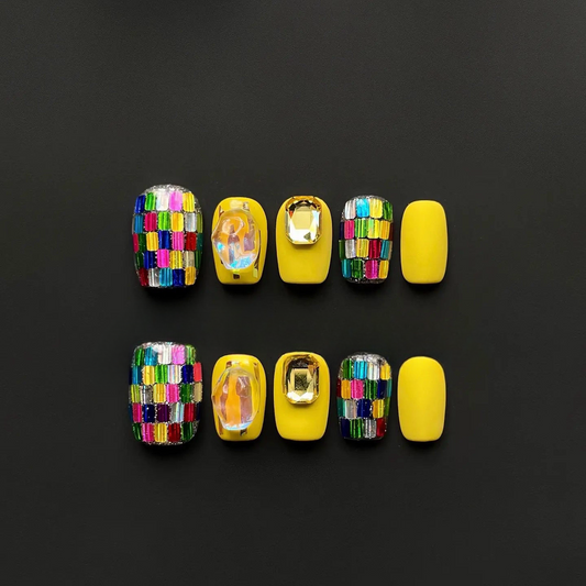 Multi-Color Laser Glitter Press On Nail Art