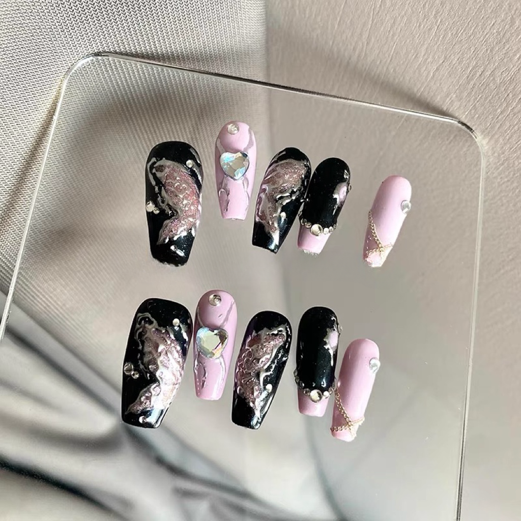 Pink Rhinestone Hearts and Silver