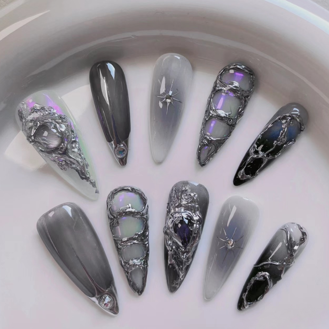 Iron Ore Meteorite False Nails from SHOPQAQ