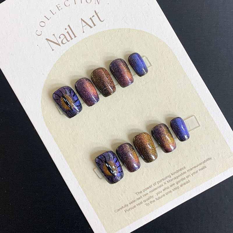 Galactic Starry Sky Cat Eye press on nail | False Nails | press on nails | SHOPQAQ