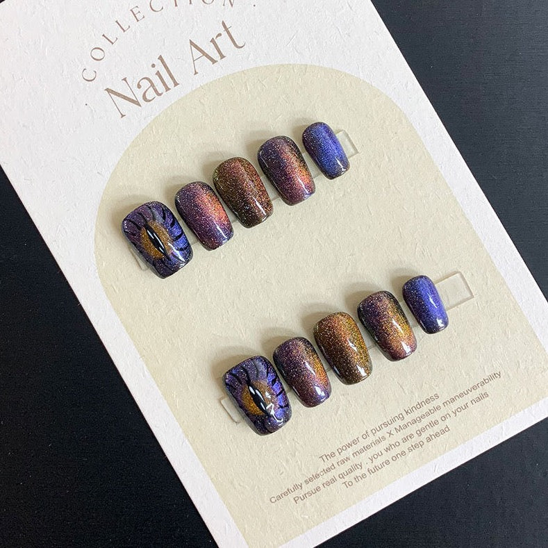 Galactic Starry Sky Cat Eye press on nail | False Nails | press on nails | SHOPQAQ