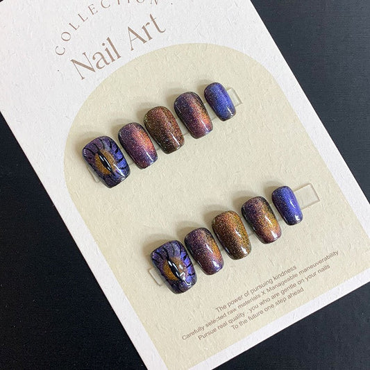 Galactic Starry Sky Cat Eye press on nail | False Nails | press on nails | SHOPQAQ