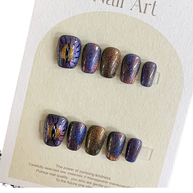 Galactic Starry Sky Cat Eye press on nail | False Nails | press on nails | SHOPQAQ
