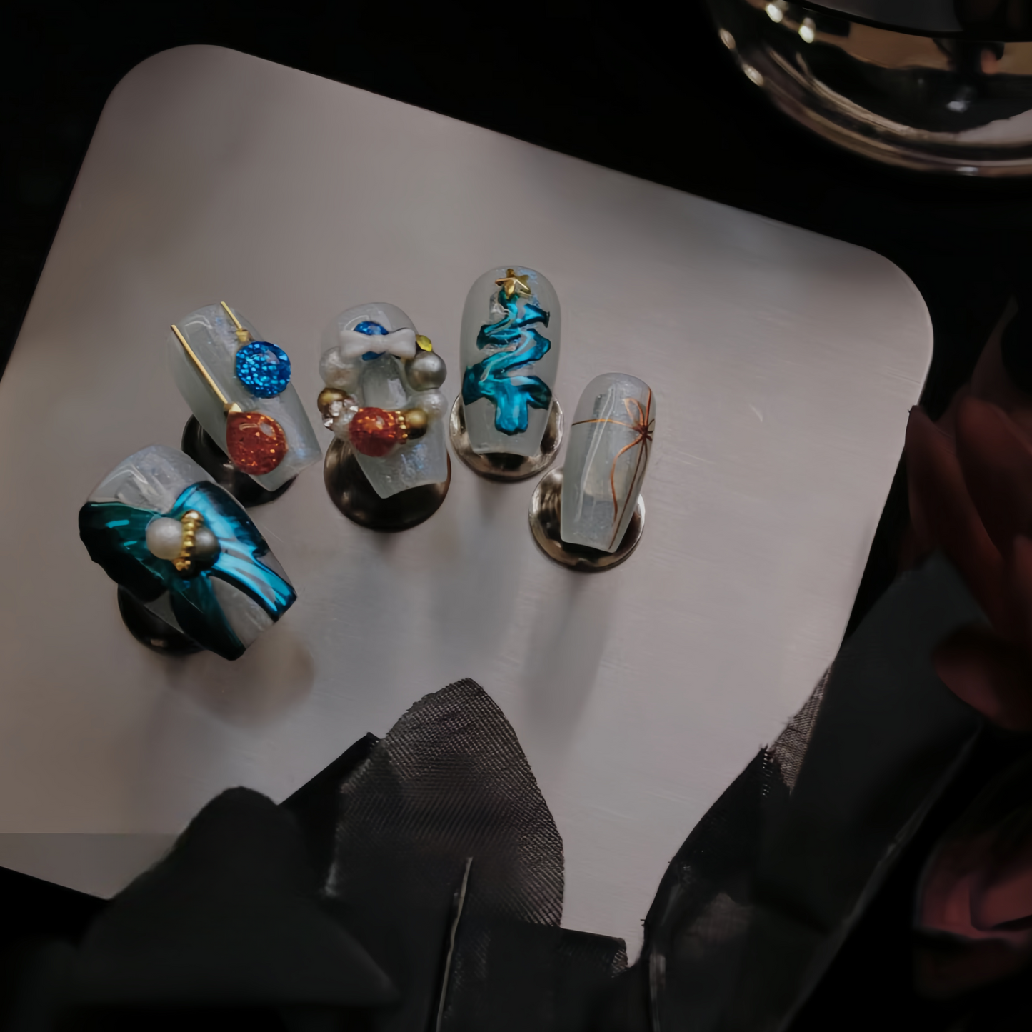 【Christmas】Smurf | False Nails | DIY nails, easy to apply nails, False Nails, fashion nails, Handmade False Nails, High-Grade False Nails, Nail Art, Party nails., press on nails, special occasion nails | SHOPQAQ