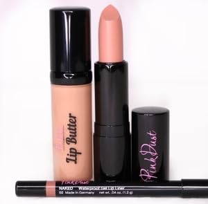 Pink Dust Naughty Nude Lip Combo - (Pack of 3) Naked Liner, Pink Nougat Lipstick, Lip Butter Lip Gloss - Lips Combo Makeup Kit