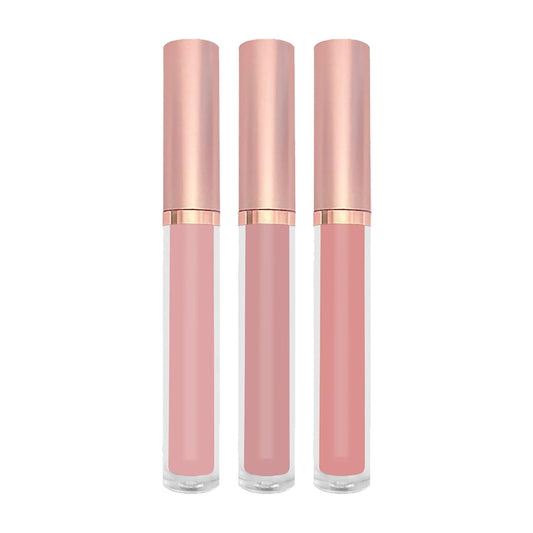 3Pcs Matte Liquid Lipstick Lip Makeup Kit Velvety Liquid Lipstick Waterproof Long Lasting Durable Non Stick Cup Smooth Moisturizing Lip Stains Women's Makeup (Color A, 3pcs)