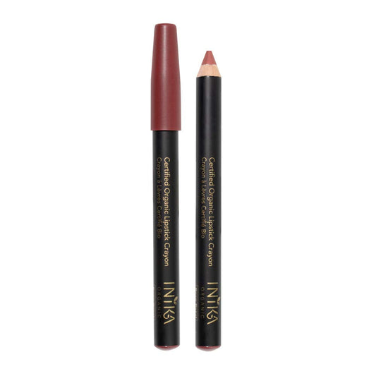 INIKA Organic Long Lasting Lip Crayon with Vegan Lipstick and Organic Lip Liner, Hypoallergenic, Cruelty-Free, Matte Finish, Enriched with Vitamin E and Coconut Oil, Rose Petal, 3 g