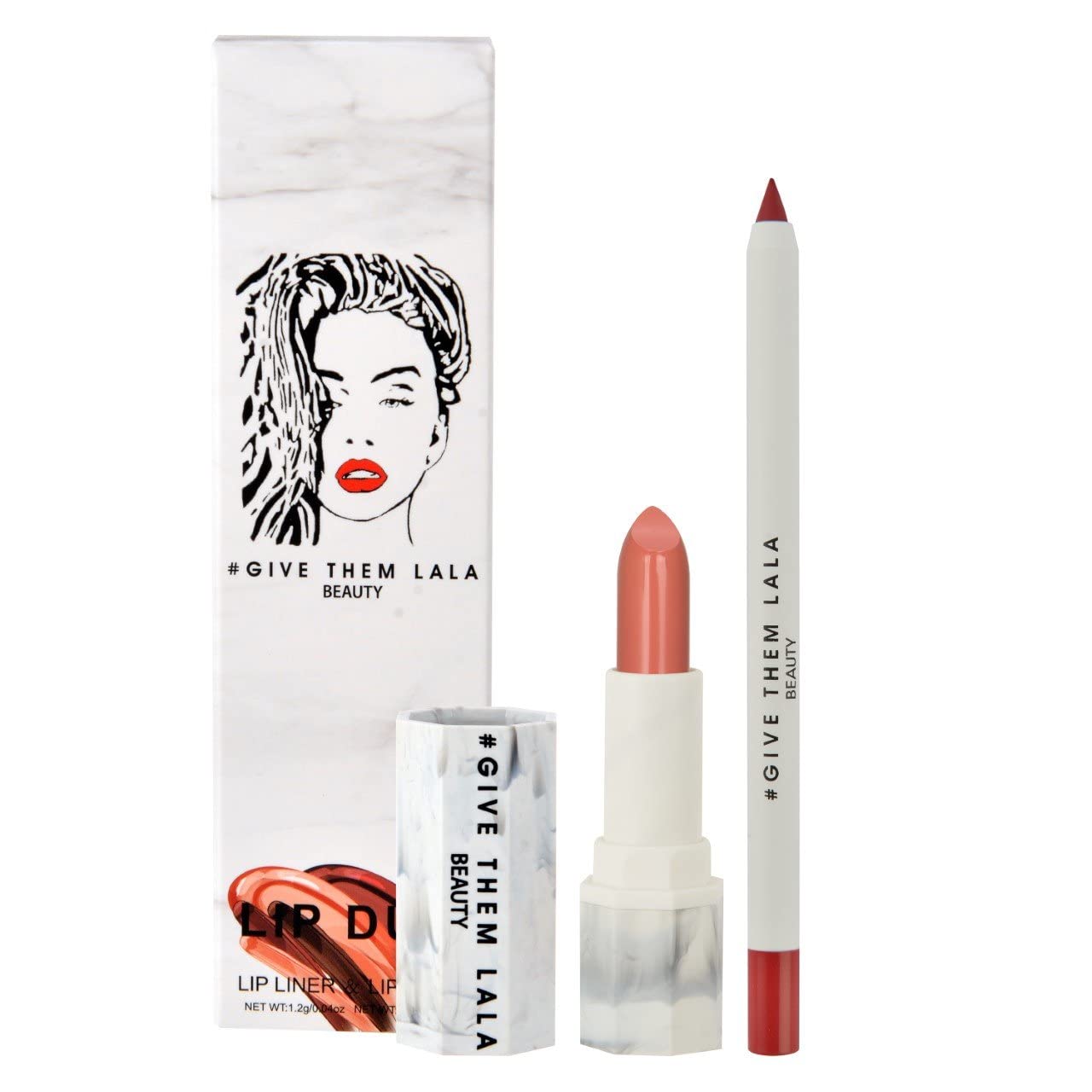 GIVE THEM LALA Lip Liner and Lipstick Set - TEXT ME Lip Kit For Long Lasting, Moisturizing Wear- All Day Lipstick and Liner with Silky Smooth Finish - Cruelty-Free Lip Makeup