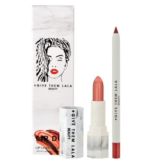 GIVE THEM LALA Lip Liner and Lipstick Set - TEXT ME Lip Kit For Long Lasting, Moisturizing Wear- All Day Lipstick and Liner with Silky Smooth Finish - Cruelty-Free Lip Makeup