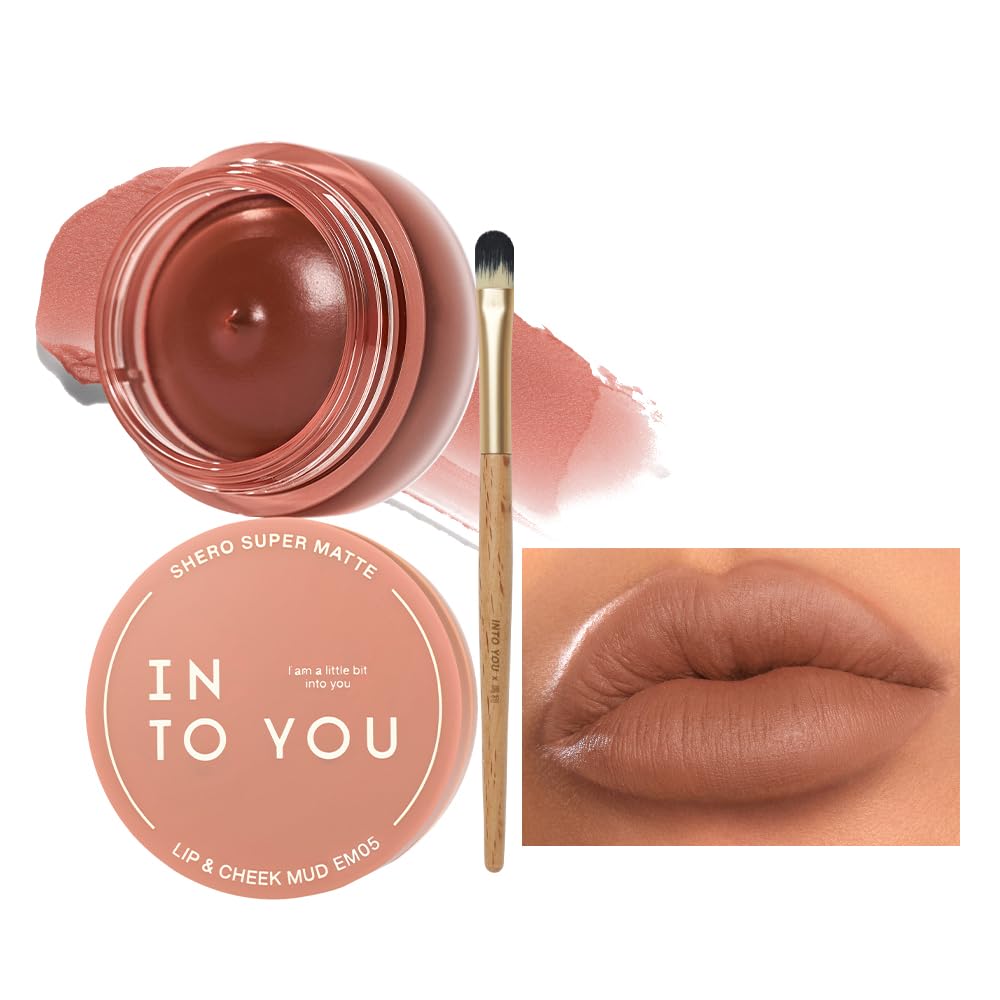 INTO YOU Matte Liquid Lipstick for Women, Canned Long Lasting Nude Lipstick Waterproof with Lip Brush, No Transfer, High Pigmented with Lightweight Lip Mud Texture(C-EM05)