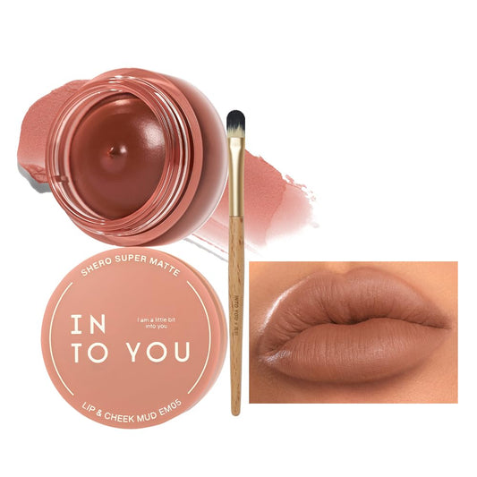INTO YOU Matte Liquid Lipstick for Women, Canned Long Lasting Nude Lipstick Waterproof with Lip Brush, No Transfer, High Pigmented with Lightweight Lip Mud Texture(C-EM05)