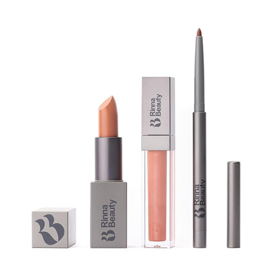 Rinna Beauty Icon Lip Kit - Birthday Suit - All-in-one Lip Kit Includes Lipstick, Lip Gloss, and Lip Liner - TRUE NUDE look - Vegan, Long-lasting, Anti-aging & Moisturizing, Cruelty-Free - 1 each