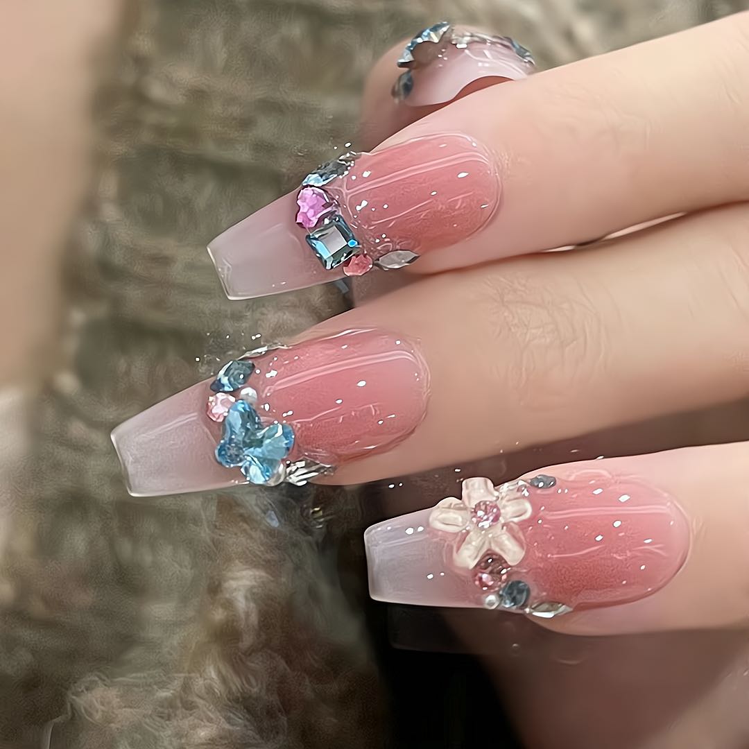 Floral French Manicure Nail Stickers | False Nails | diamond nails, DIY nails, easy to apply nails, elegant nails, fake nails, False Nails, fashion nails, Glamorous Nails., Handmade fake nails, Handmade False Nails, handmadefalsenails, High-Grade False Nails, long-lasting nails, luxury false nails, luxurynails, nails, Party nails., press on nails, special occasion nails, Unique False Nails, wedding nails, White False Nails | SHOPQAQ