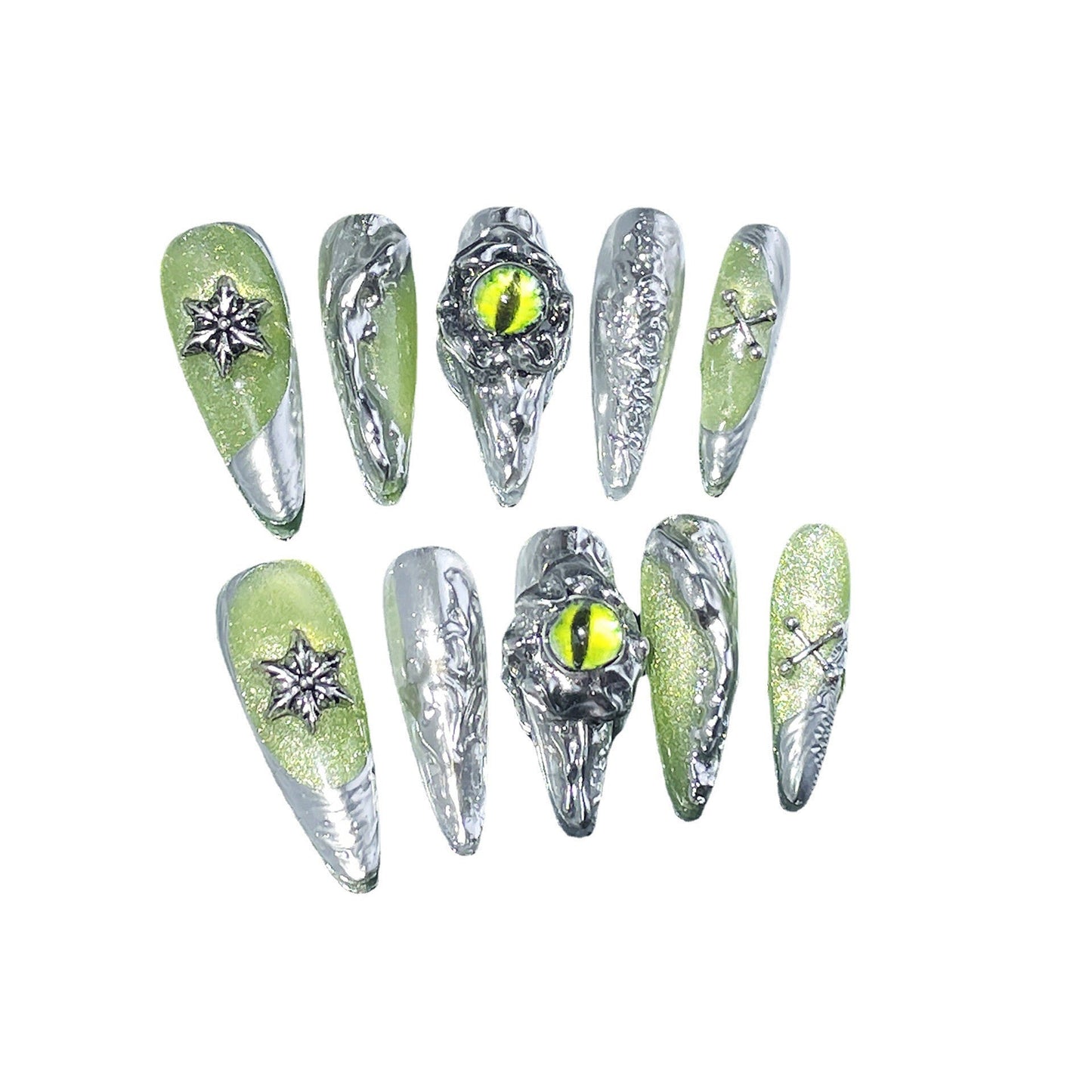 Fairy's Gaze Metal Holographic Long Nail Stickers