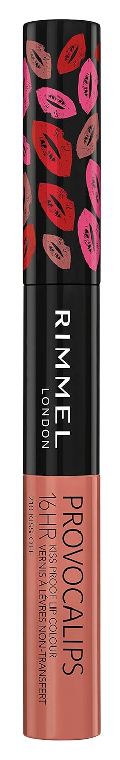 Rimmel London Provocalips 16hr Kiss-Proof Lip Color - Two-Step Liquid Lipstick to Lock in Color and Shine - 710 Kiss-Off, .14 fl.oz.