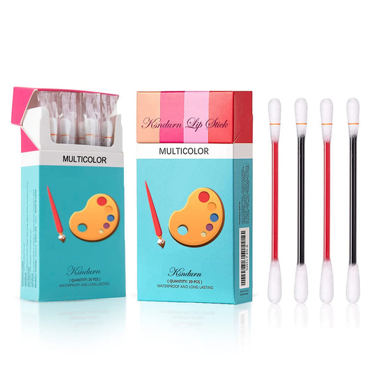 40 PCS Lipstick Tattoo Cotton Swabs, 40 PCS Multicolor Lip Tint - Long Lasting Waterproof Liquid Non-Stick Lip Stain Set