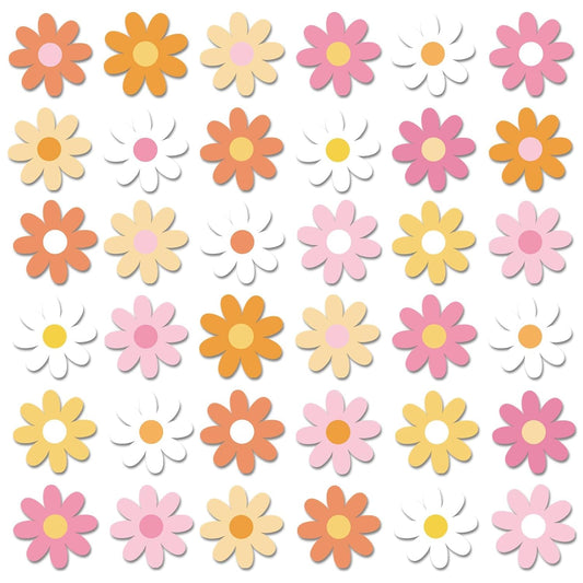 280pcs Spring Daisy Temporary Tattoos Stickers Hippie Theme Tattoo Stickers Waterproof Boho Groovy Face Body Sticker for Adults and Kids Cute Cartoon Printing Groovy Theme Spring Flower Party Supplies