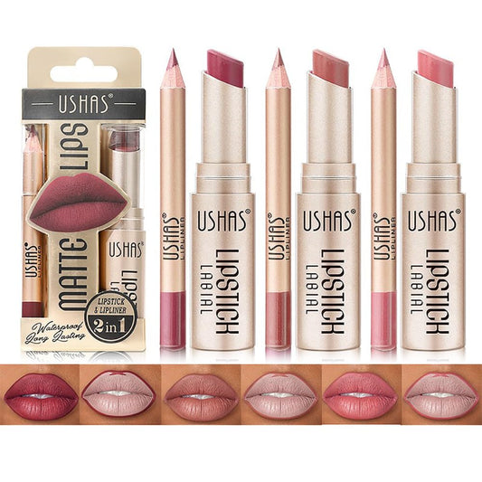 6 Colors Matte Lipstick Set 3 Colors Matte Lip Liner Pens + 3 Colors Velvety Matte Lipstick High Pigmented Long Lasting Lip Makeup Kit with Nice Gift Package