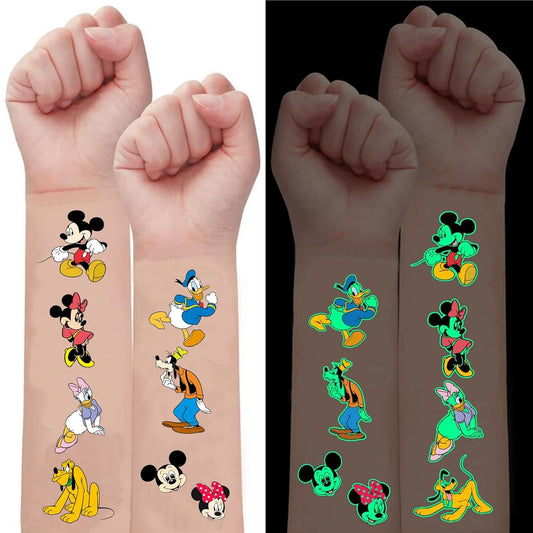 Kids Birthday Party Supplies, 40Pcs Temporary Tattoos Party Favors, Glow In The Dark Removable Skin Safe, Fake Tattoo Stickers for Goodies Bag Treat Gift Bag Stuff (Micky)