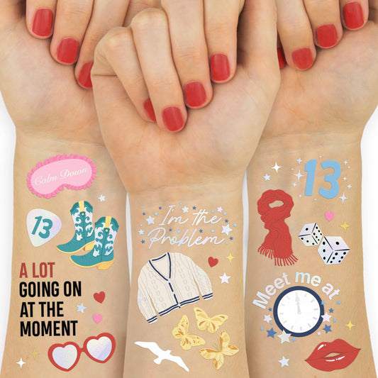 xo, Fetti Era's Party Temporary Tattoos - 74 Iridescent Styles | Bachelorette Decorations, Birthday Girl Party Accessory, Karma Theme Favor, Lover Gift, Cute Bday Supplies