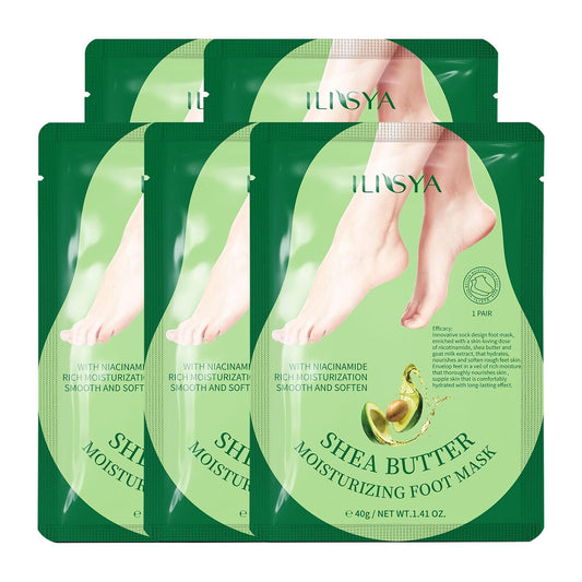 SULADEC Avocado Foot Mask (5 Pack) - Moisturizing Foot Mask Rough Heels Soft Smooth Touch Feet-Men Women (Goat Milk)