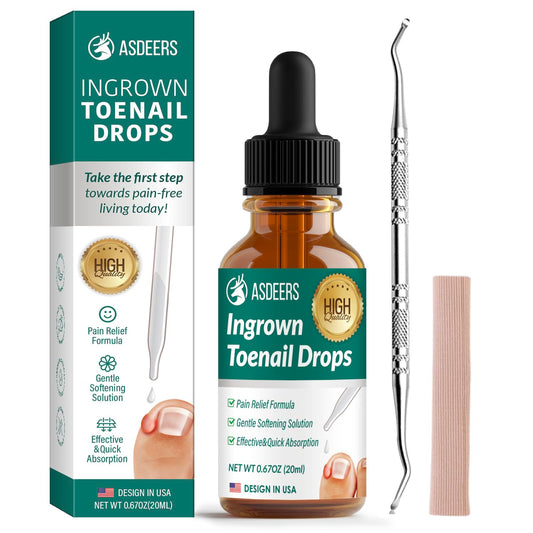 Ingrown Toenail Treatment: Nail Toe Relief Kit - Removal and Softener Tools for Men and Women - Easy to Use Corrector Drops at Home