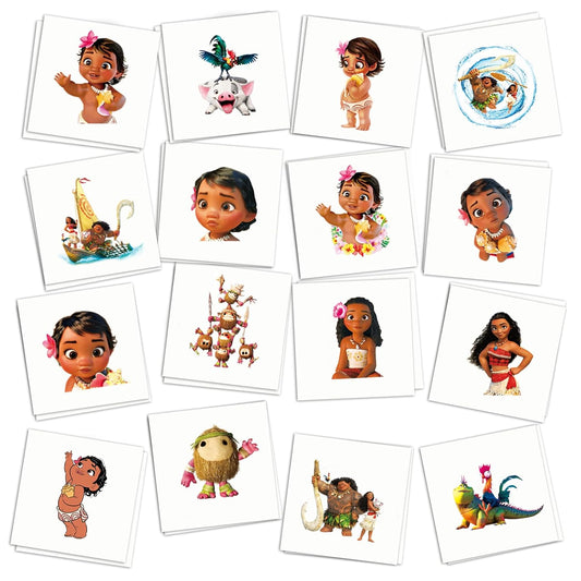 Moana Birthday Party Supplies, 34Pcs Temporary Tattoos Party Favors, Removable Skin Safe, Fake Tattoo Stickers for Goody Bag Treat Bag Stuff for Moana Birthday Party Gifts