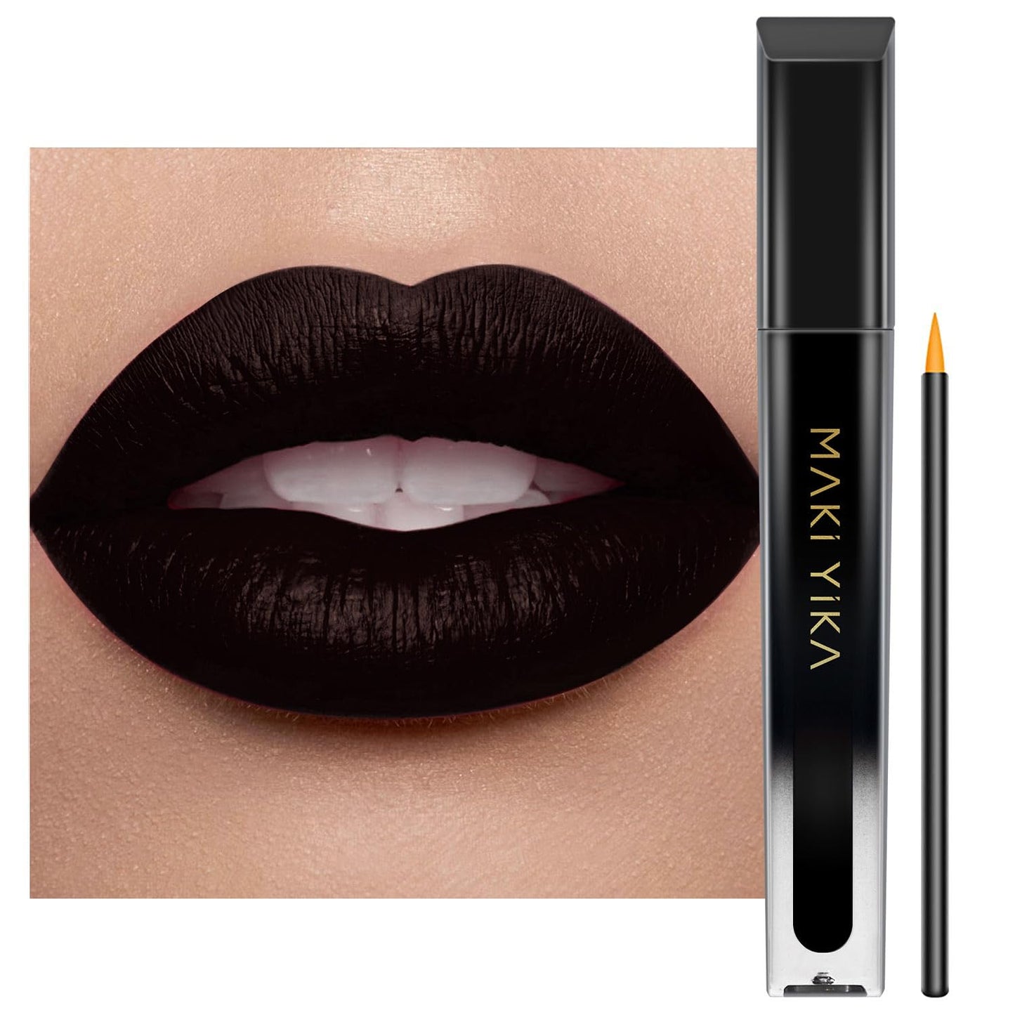 MAKI YIKA Black Lipstick for Women, Matte Black Lipsticks Long Lasting With Brush, Smudgeproof Black Liquid Lip Stain for Halloween Goth Makeup, WITCH GIRL